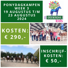 Ponydagkamp Week 3 - 19 augustus t/m 23 augustus 2024
